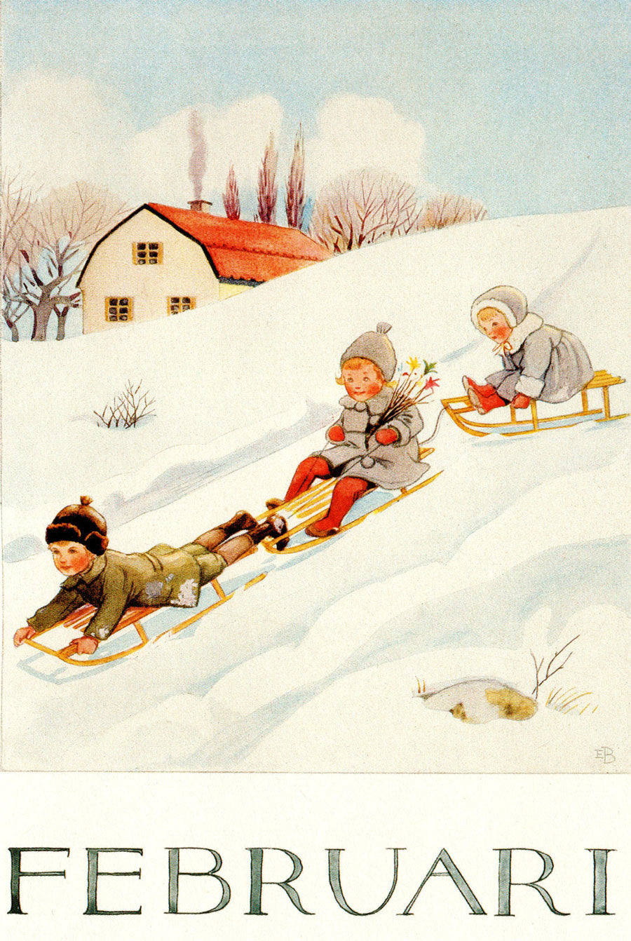 Elsa Beskow kaart februari