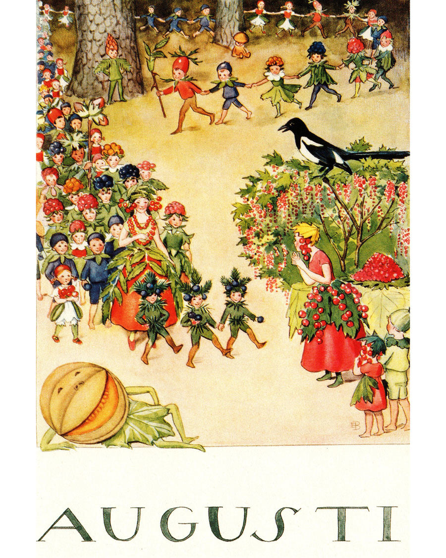 Elsa Beskow postkaart augustus