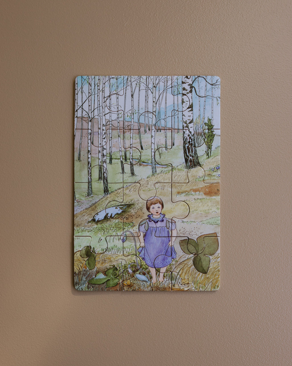 Elsa Beskow wooden puzles nature girl woods copyright Ziloen-