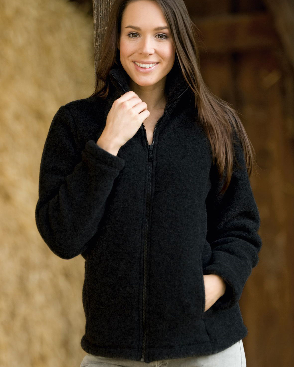 Engel natur dames vest van wol:fleece - zwart 584470-090-3436 2