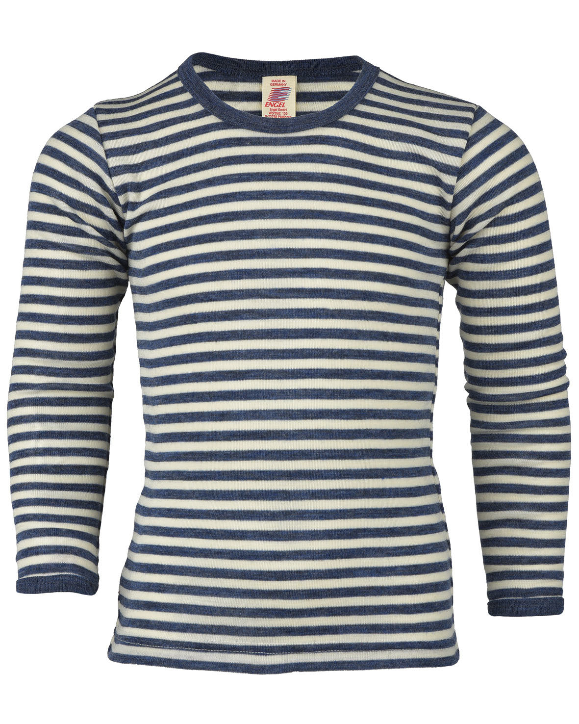 Engel natur kinder longsleeve gestreept wol - blauw 427810_081
