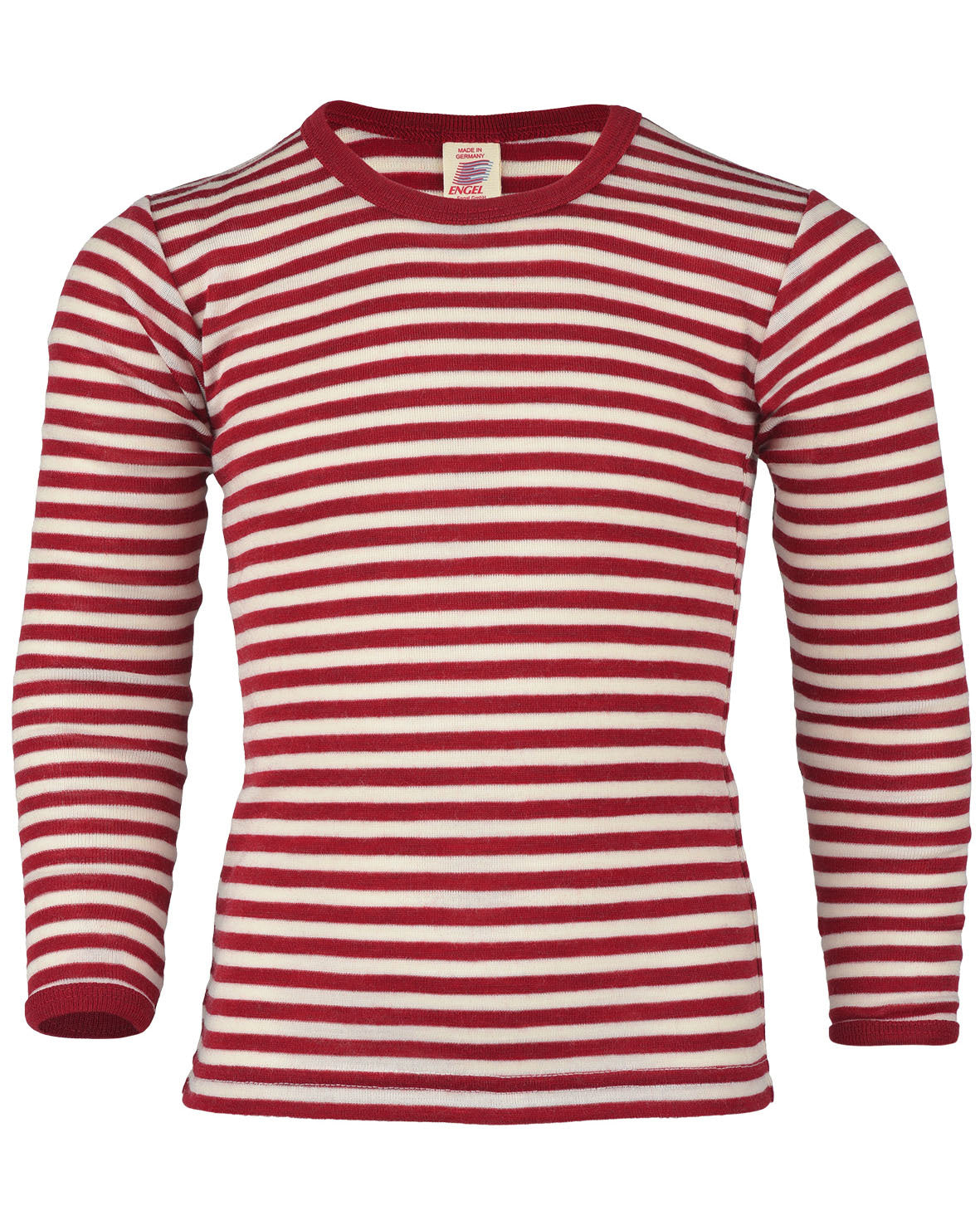 Engel natur kinder longsleeve gestreept wol - rood 27810_061