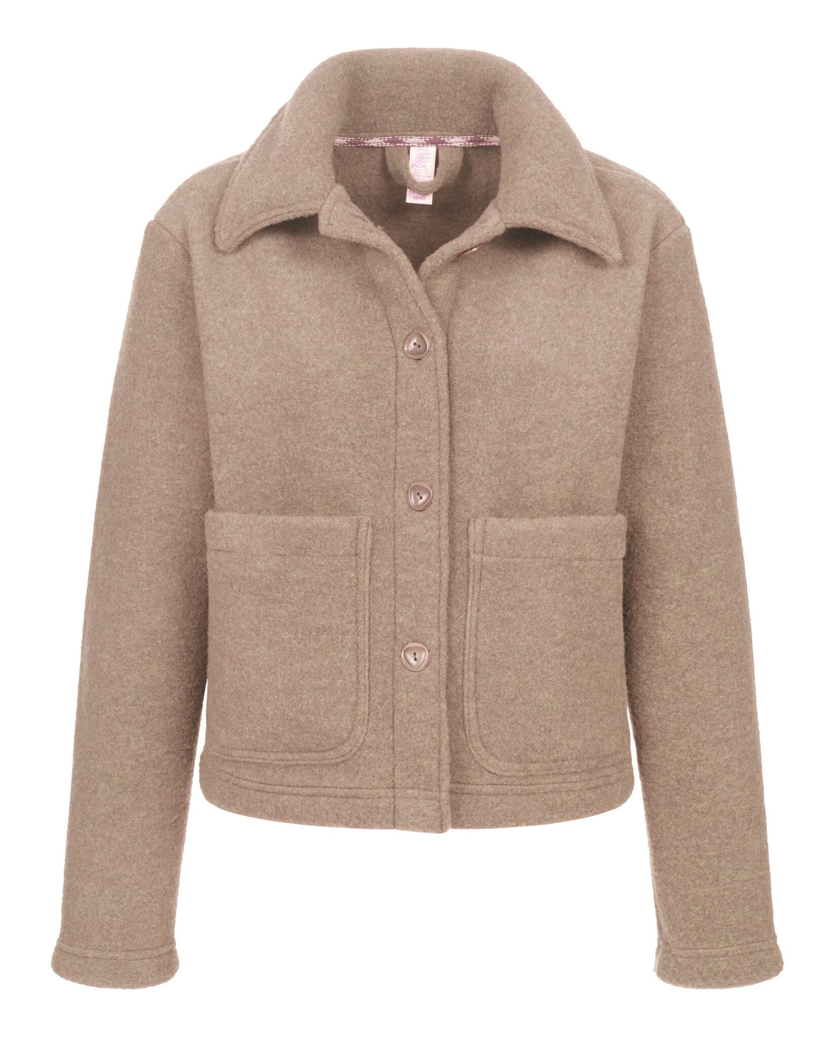 Engel Natur Kort dames jasje van wol:fleece - sand1