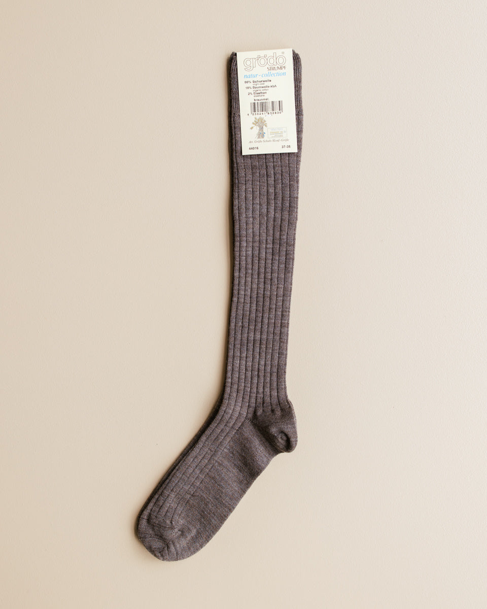 Grödo Kniekousen merino wol - bruin melange