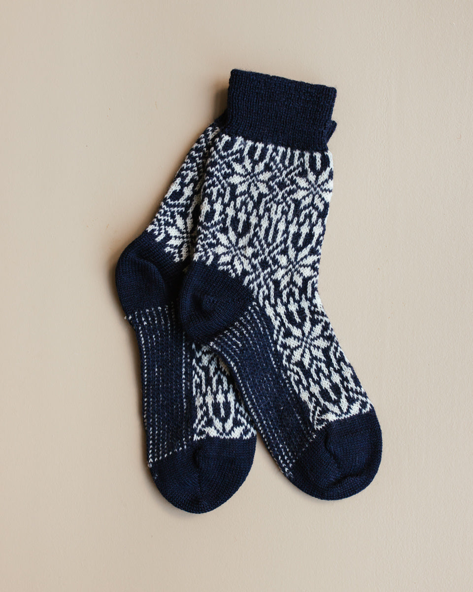 Hirsch norse dikke wollen dames sokken blauw