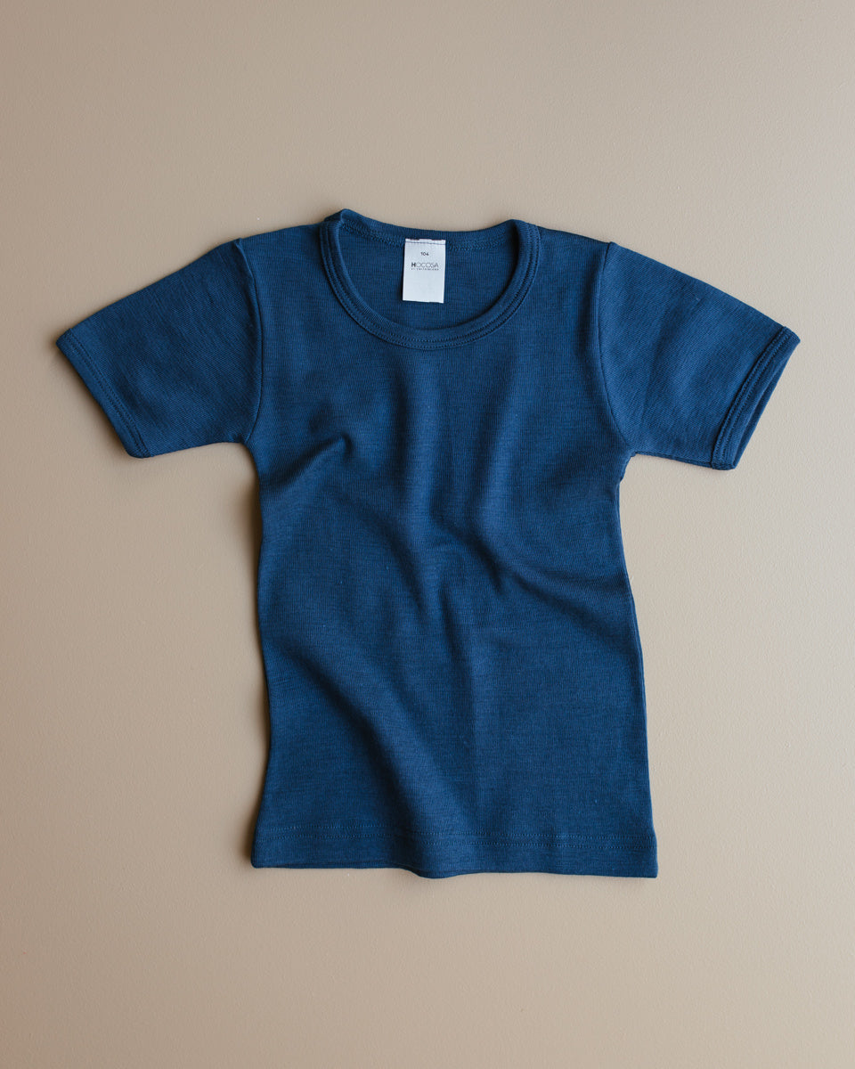Hocosa shirt korte mouw wol zijde blauw