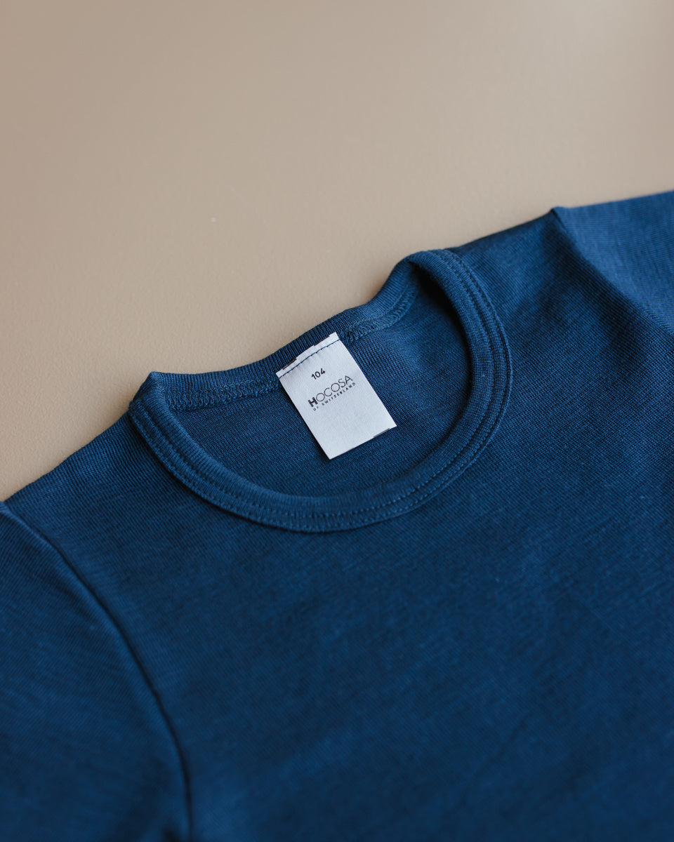 Hocosa wol zijde blauw shirt