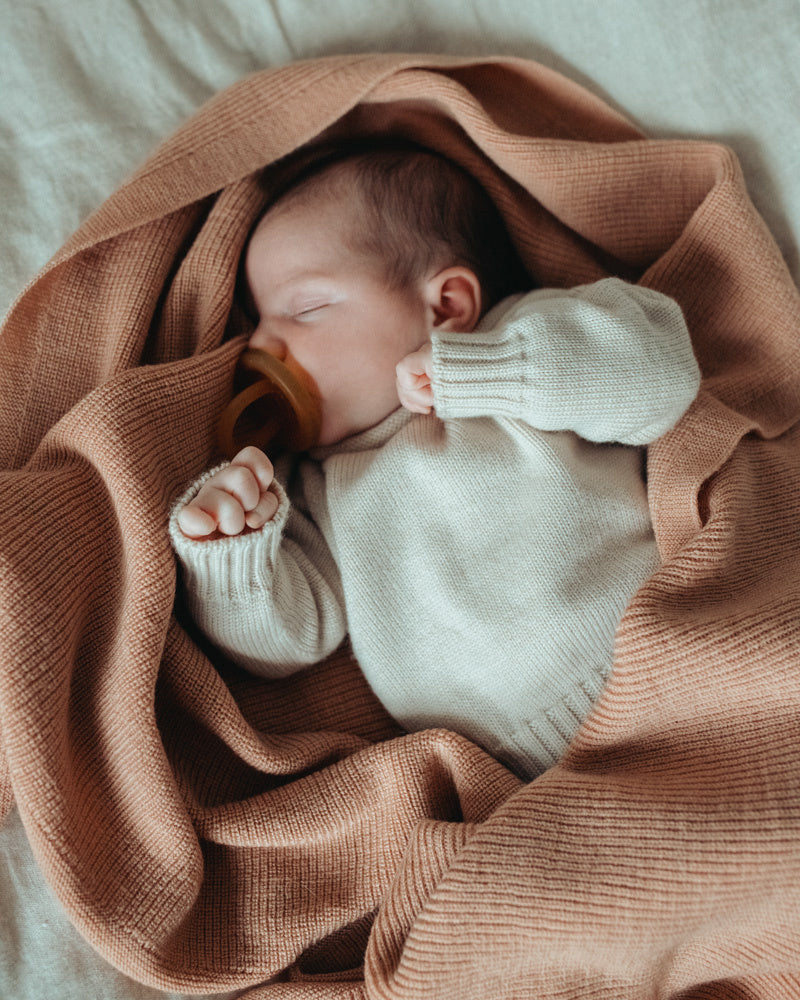 Hvid Deken van merino wol Felix - rose