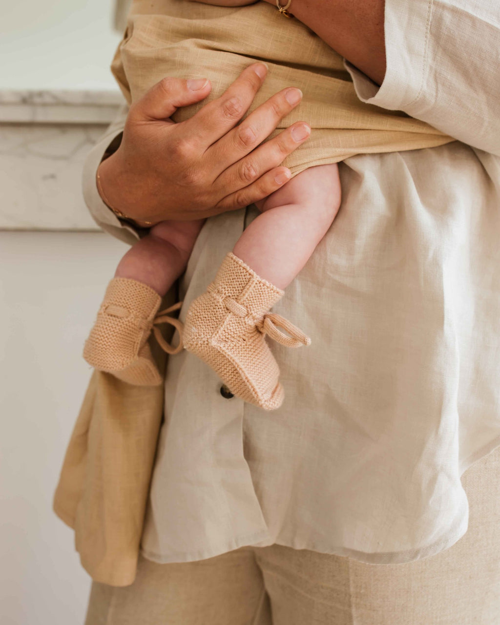 hvid Slofjes van merino wol - apricot 3