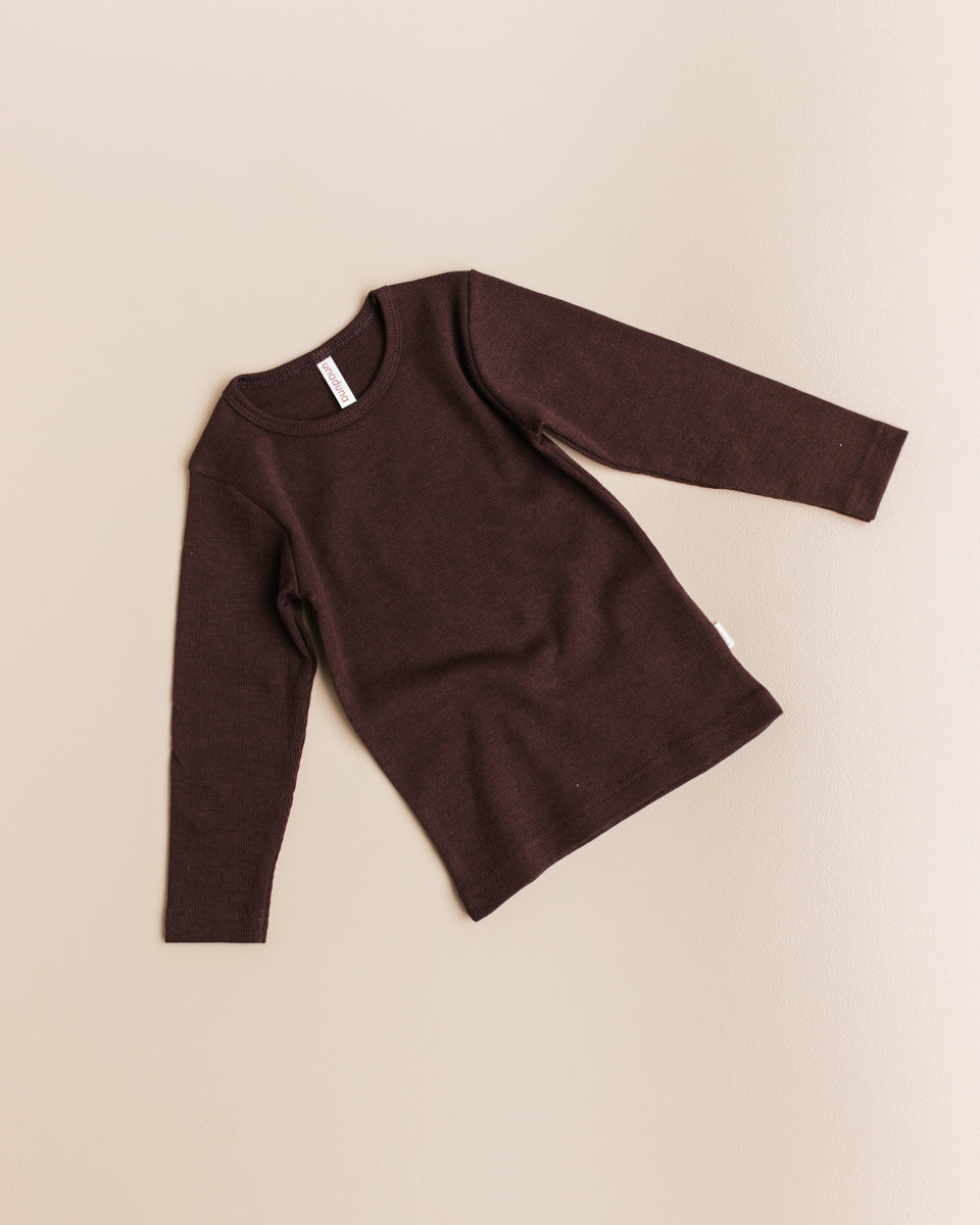 Kids longsleeve tiny rib wool - kladdkaka