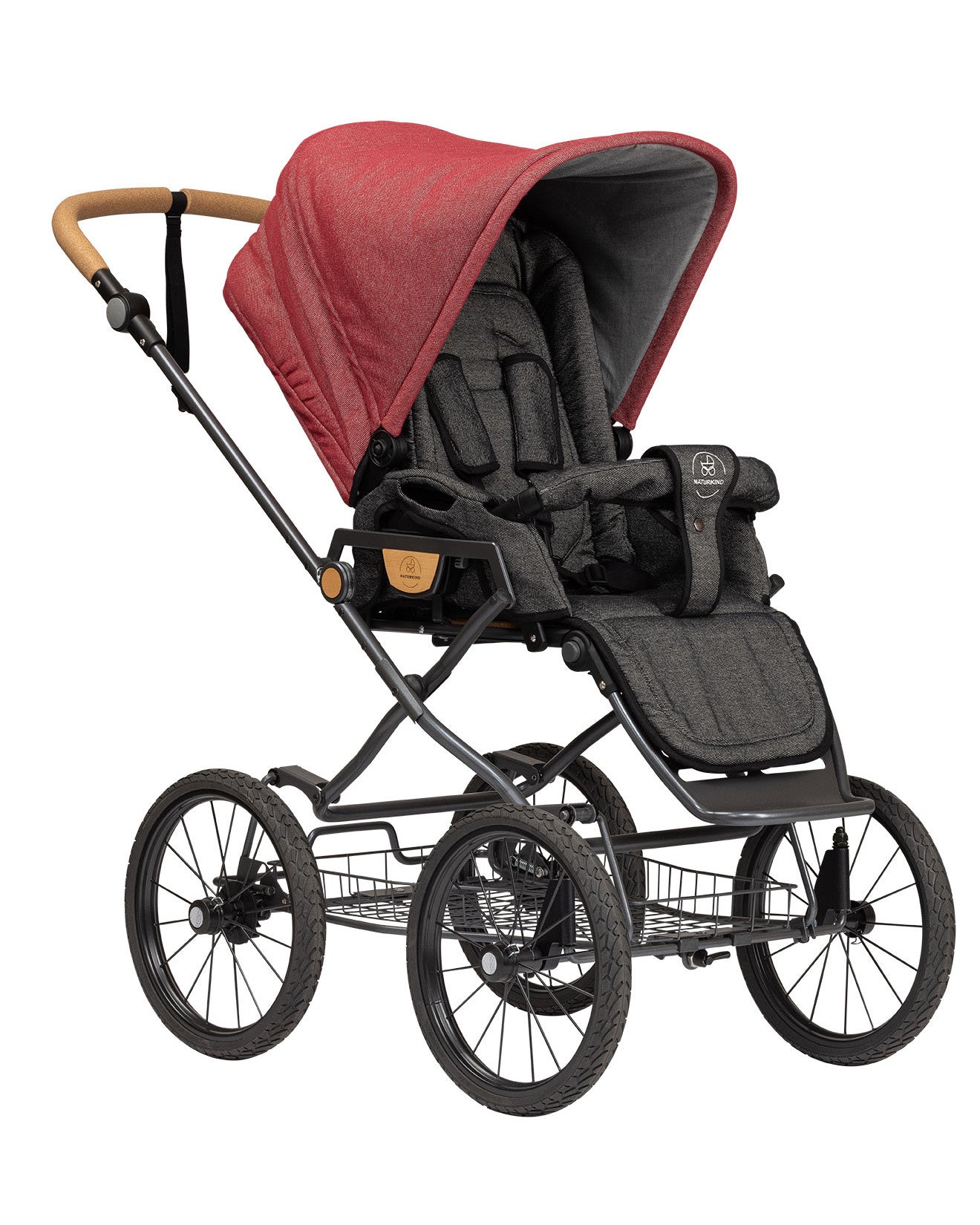 Kinderwagen Ida granada - basis model inclusief gevlochten reiswieg