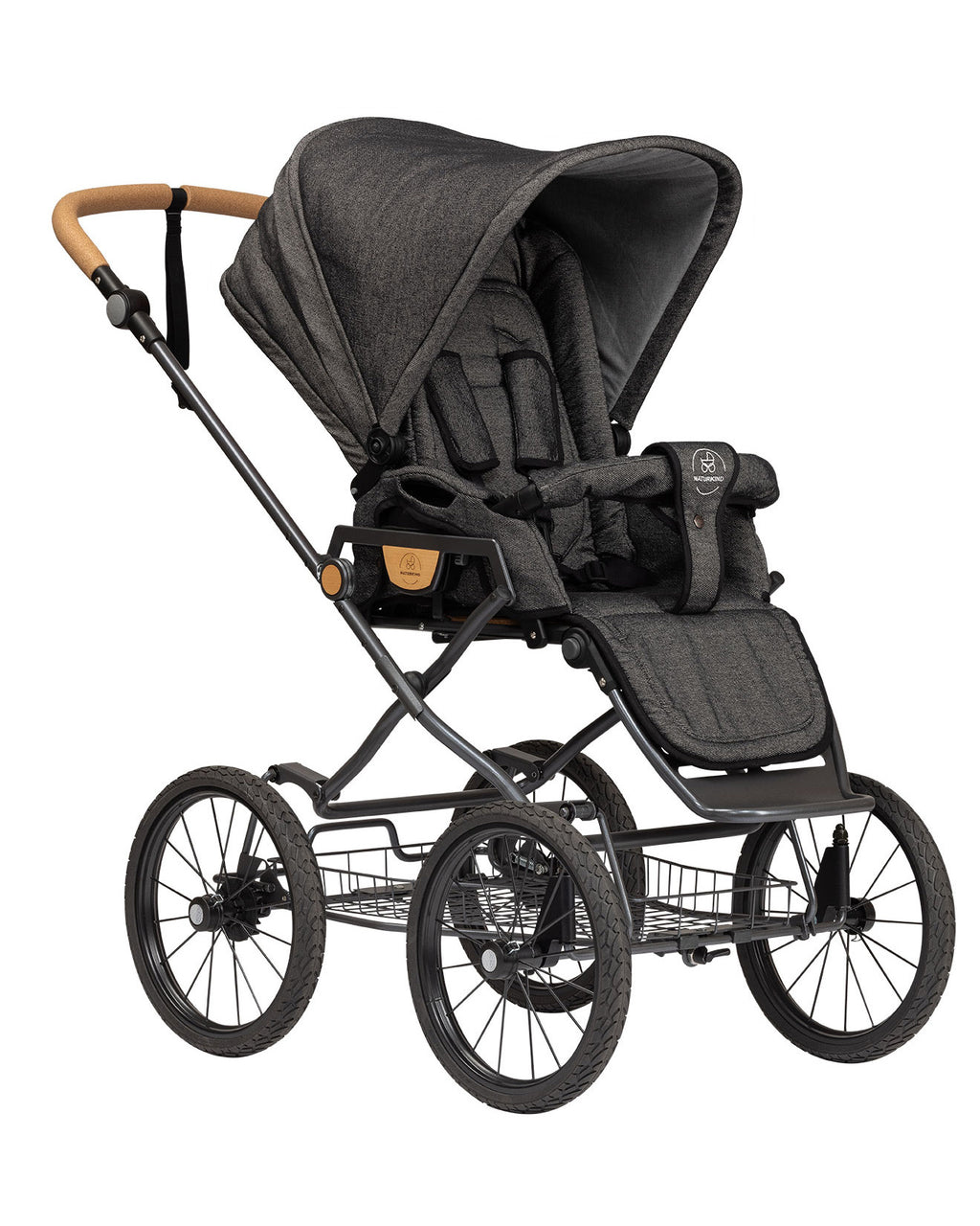 Kinderwagen Ida graphit - basis model inclusief gevlochten reiswieg1