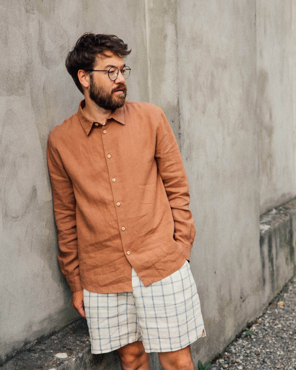 Matona-SS25-Mood-Men-Casual-Shirt-coffee-Linen-Shorts-blue-net-1