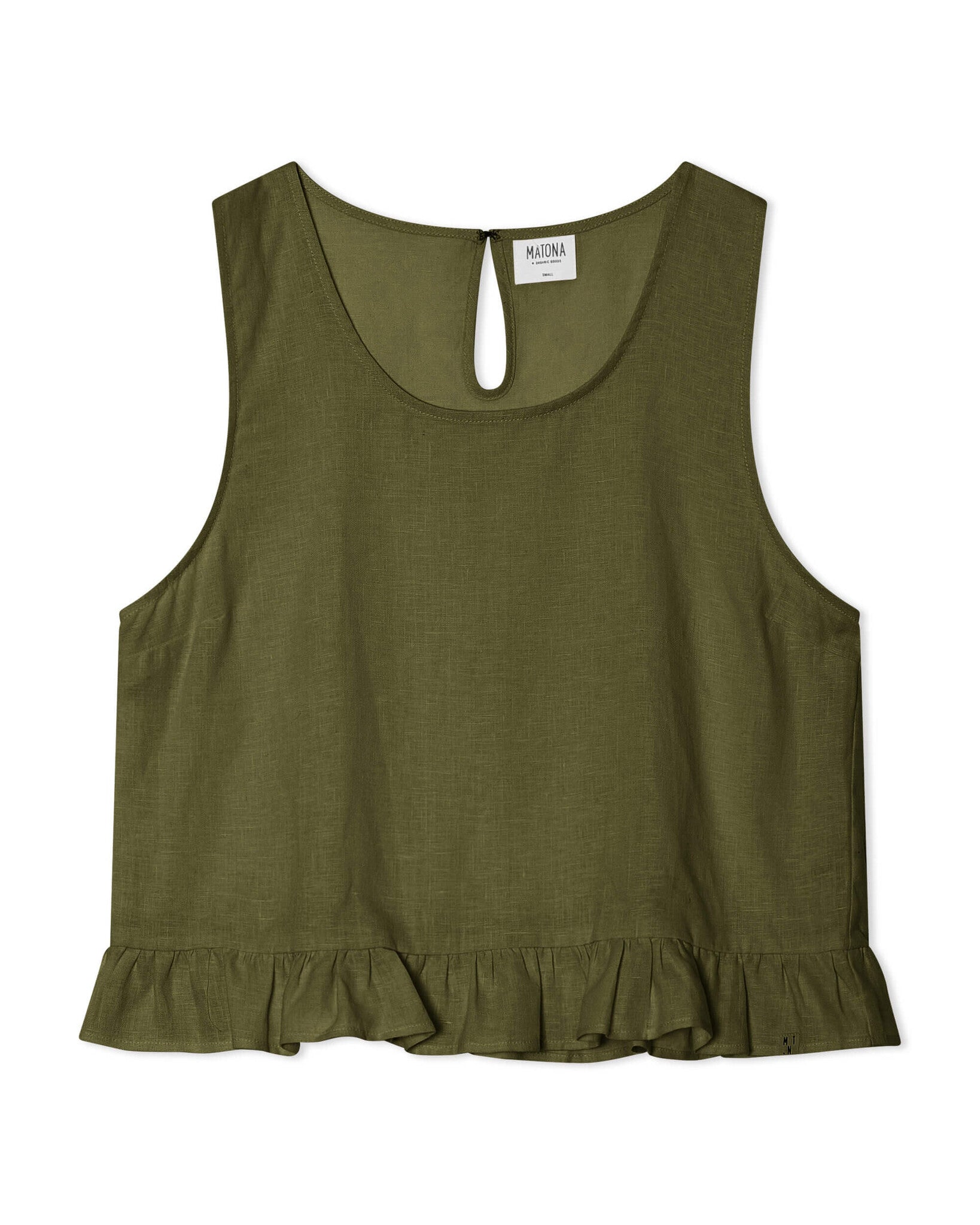 Matona-SS26-Flatlay-Women-Gatherd-Top-olive-1