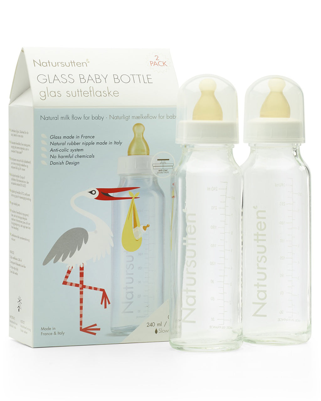 Natursutten glazen babyflessen 240ml
