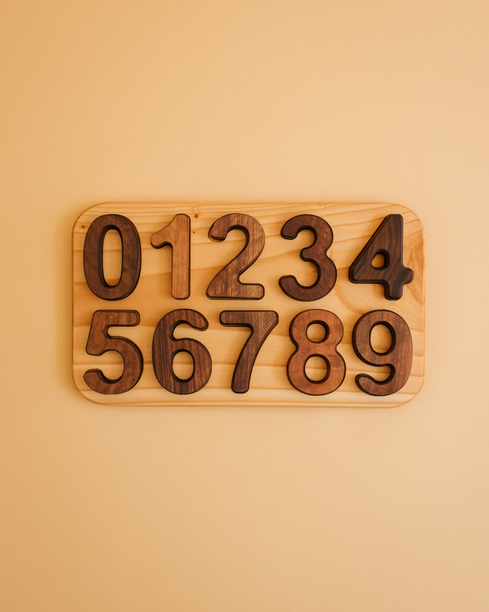 Oyuncak walnoot houten cijfer puzzel