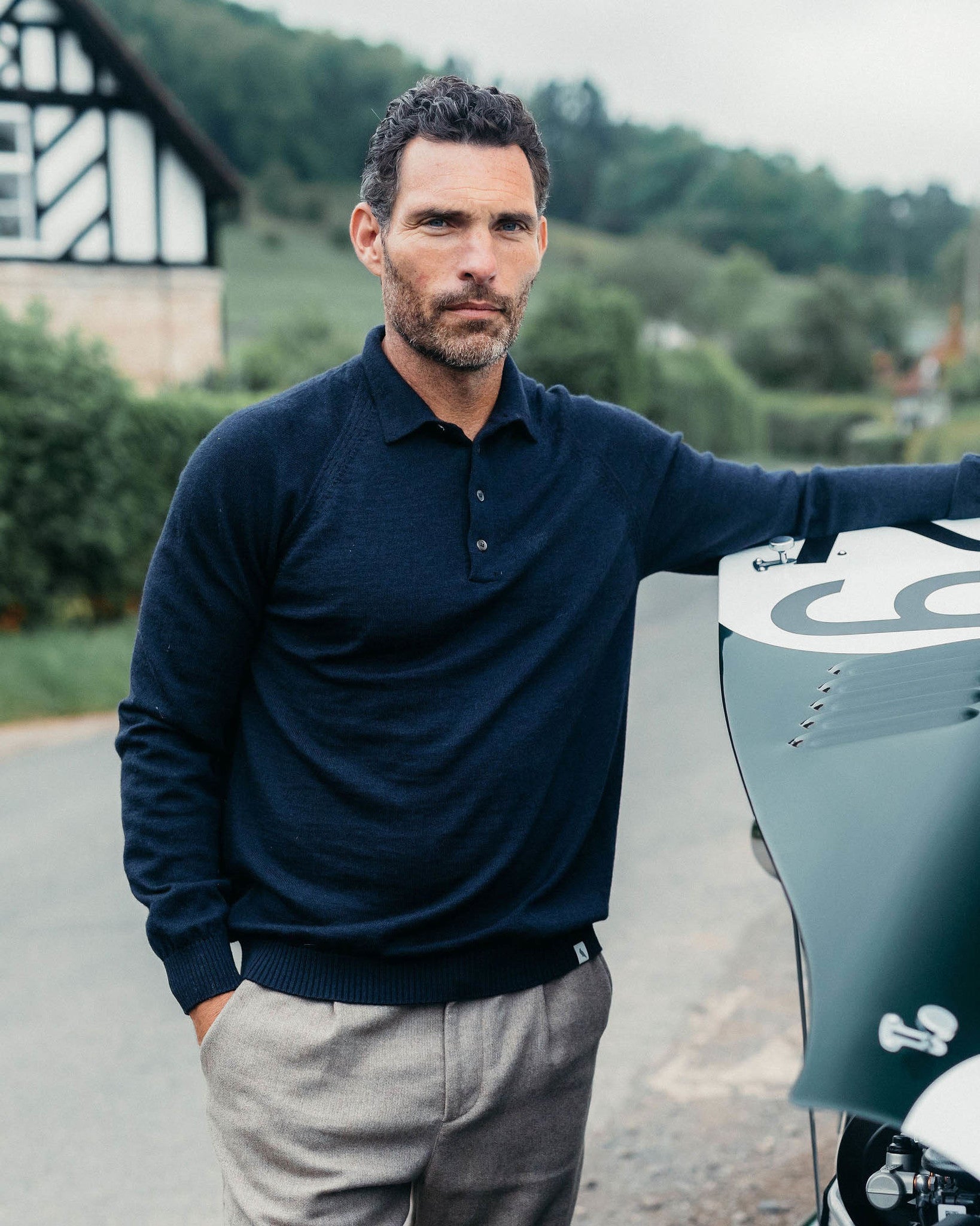 Peregrine Beauford Polo Shirt wol navy blauw WJ12006_2