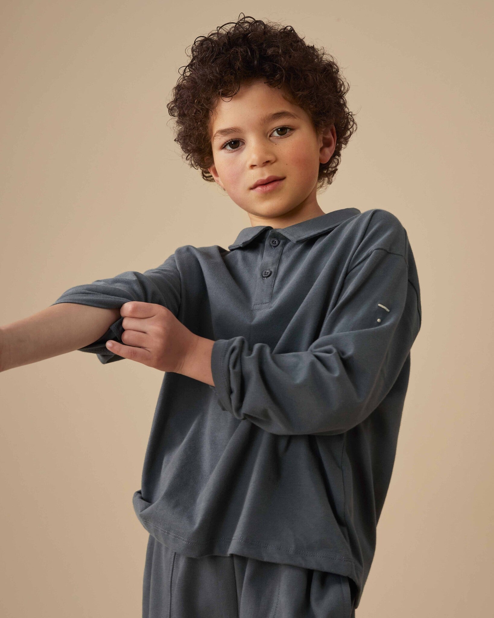 Poloshirt longsleeve - blue grey-2