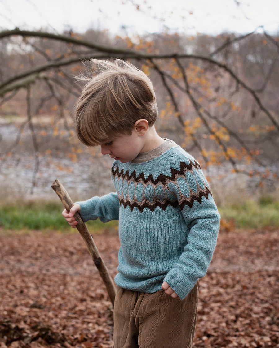 Serendipity kinder trui W301-dustyteal_2