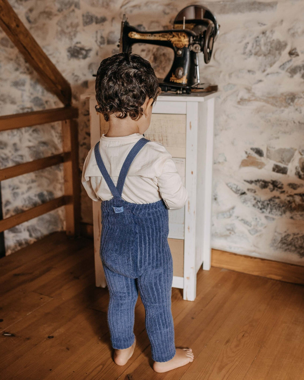 Silly Silas - footless granny teddy tights - steel blue-6