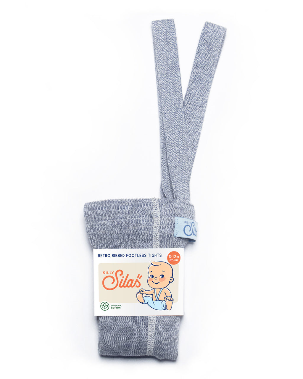 Silly silas footless ribbed tights with barces marshmallow sky FLMSKY02
