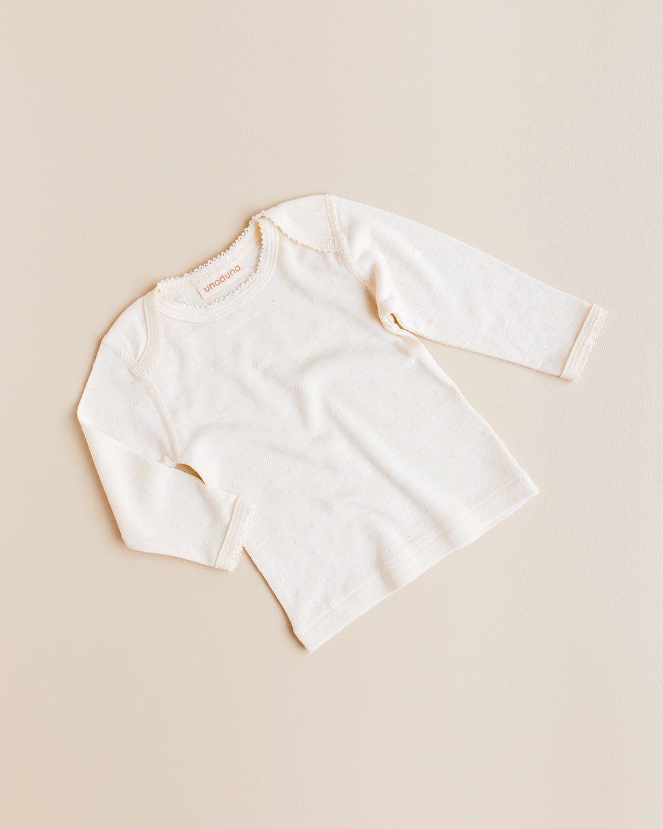 unaduna baby longsleeve wool silk pointelle munkki natural