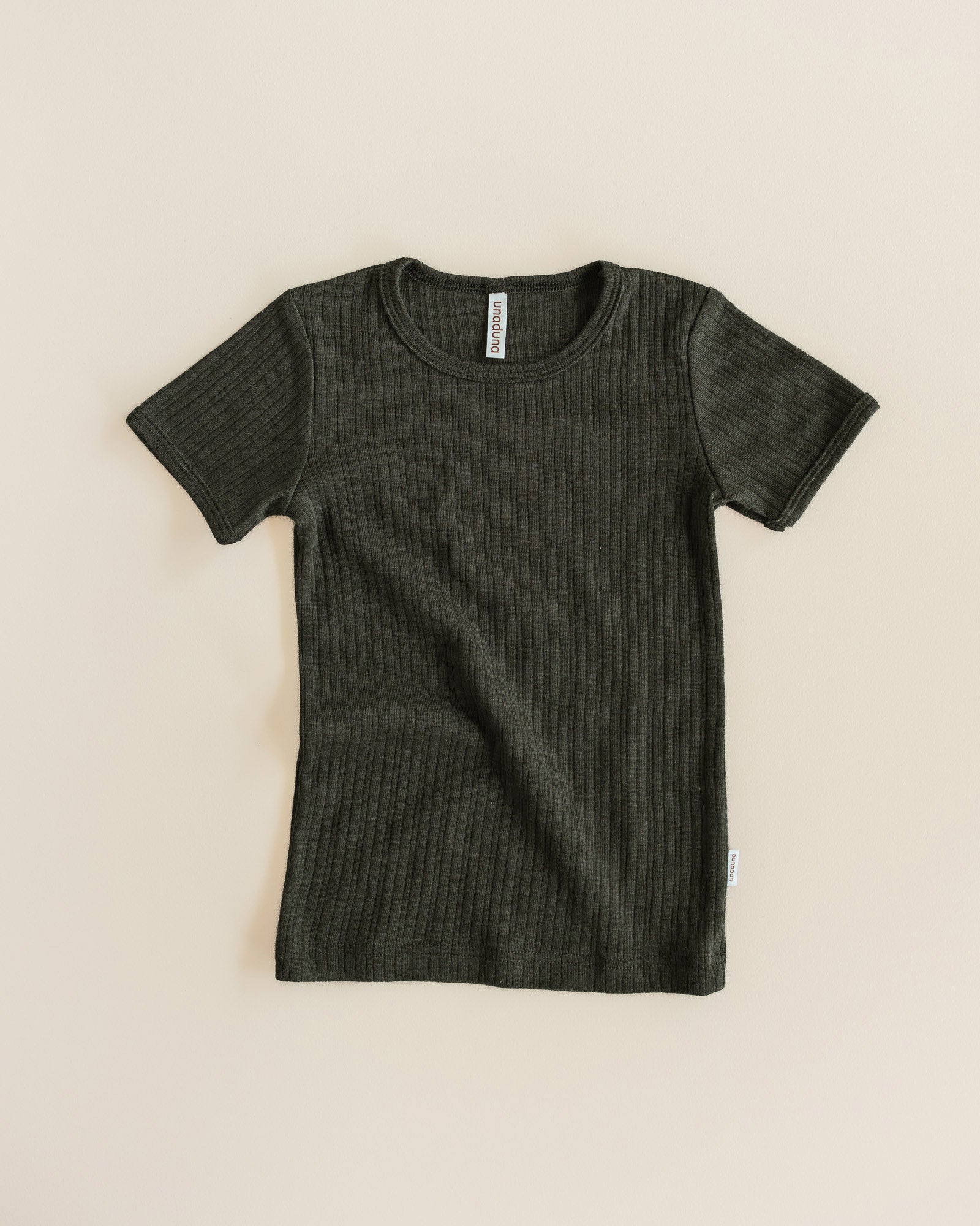 Shirt short sleeves rib wol/zijde - wakame