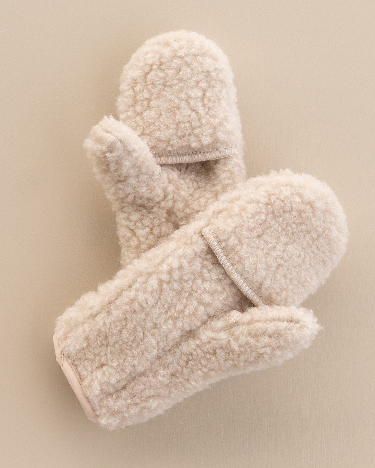 Wol pluche dames wanten - beige -2