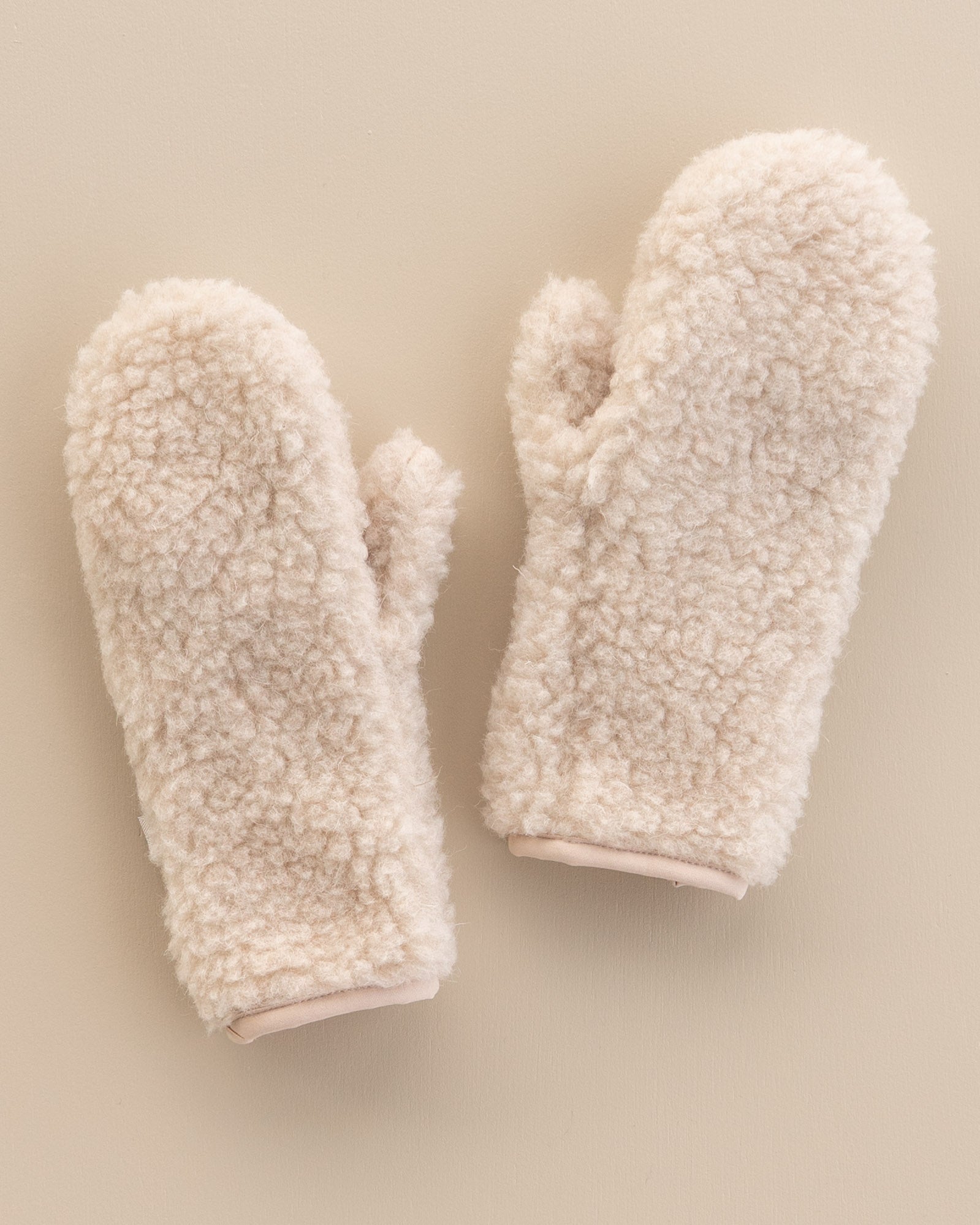 Wol pluche dames wanten - beige -4