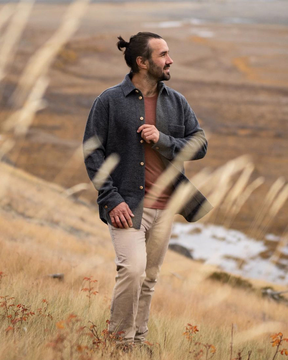 Wollen overshirt - lava grijs