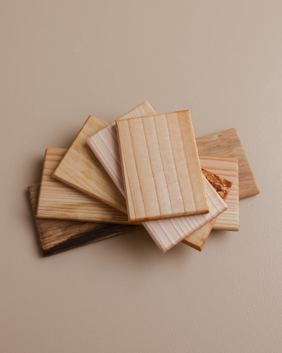 Wooden toy shelves