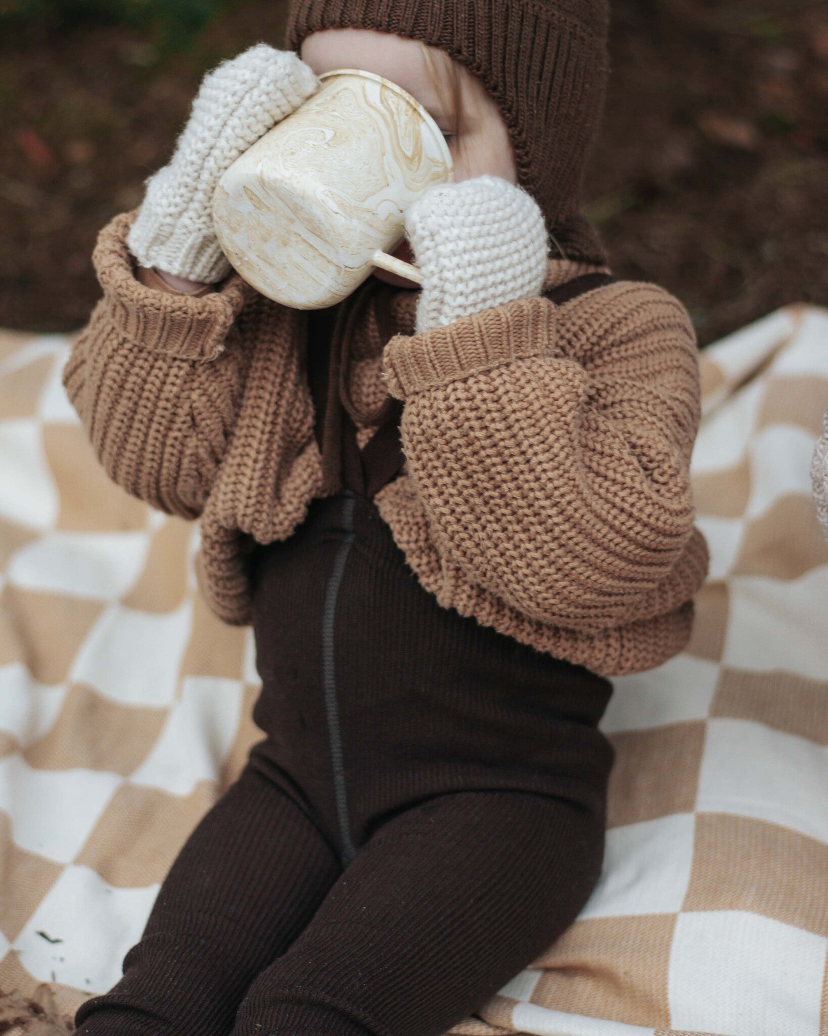 Wooly tights zonder voetjes - espresso brown